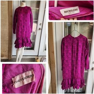 80s RICHILENE‎  Hem Midi Dress